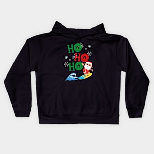 Santa Clause on Surfboard HoHoHo Kids Hoodie